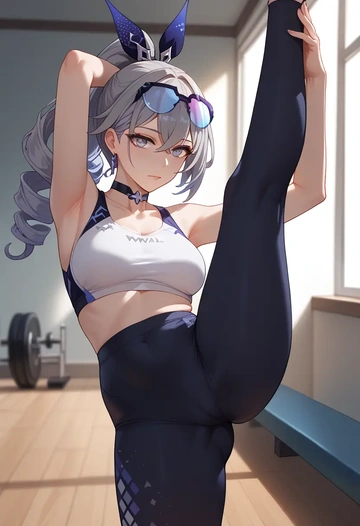 star rail,silver wolf,yoga, standing split,sexy,  - AI generated anime art